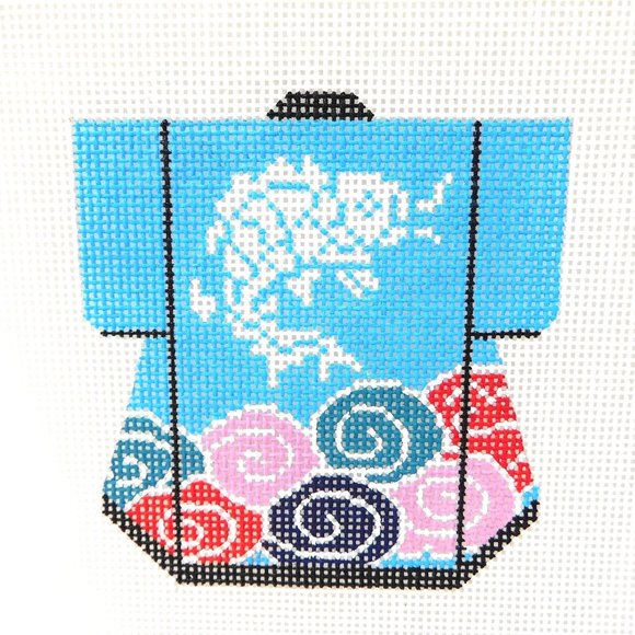 Lee Designs Koi Fish Goldfish Petite Kimono Needlepoint Canvas Hand Painted 18ct - Picture 1 of 4